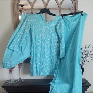 Light Blue Embroidered Kurta Set